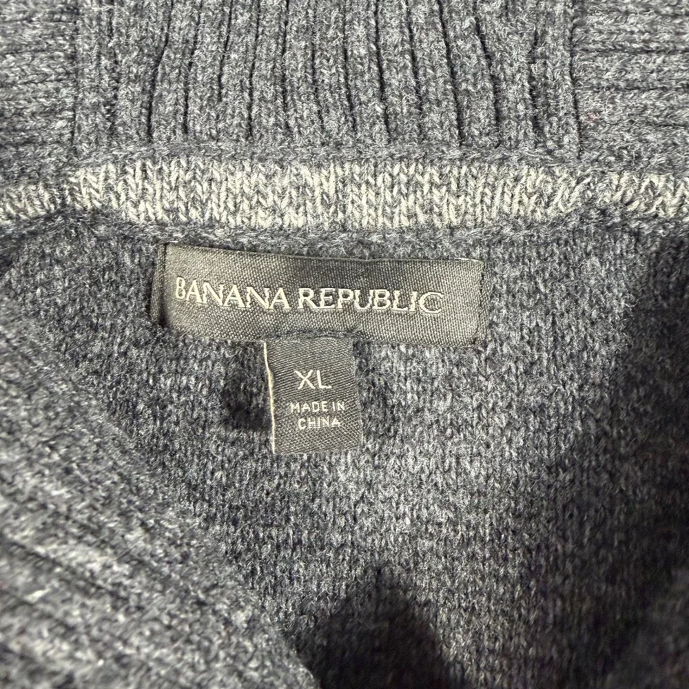 Banana Republic Merino Wool Blend Shawl Collar‎ Striped Knit Sweater Mens XL